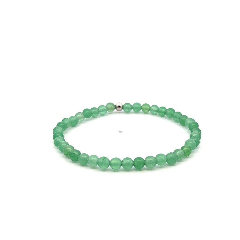 Natural Aventurine Gemstones Mini 4mm 18K White Gold Charm Round Bead - Picture 5 of 5